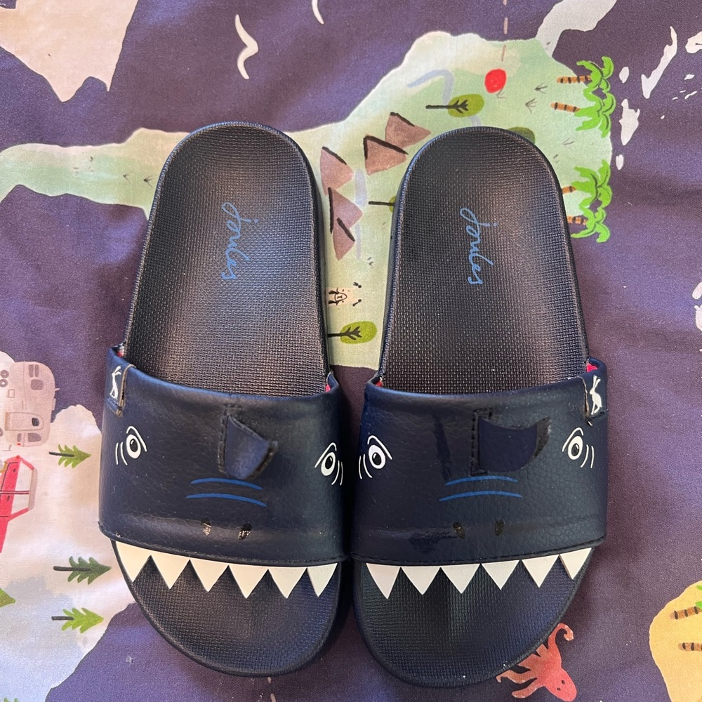 Joules Kids Shark Slide Sandals - Dark Blue